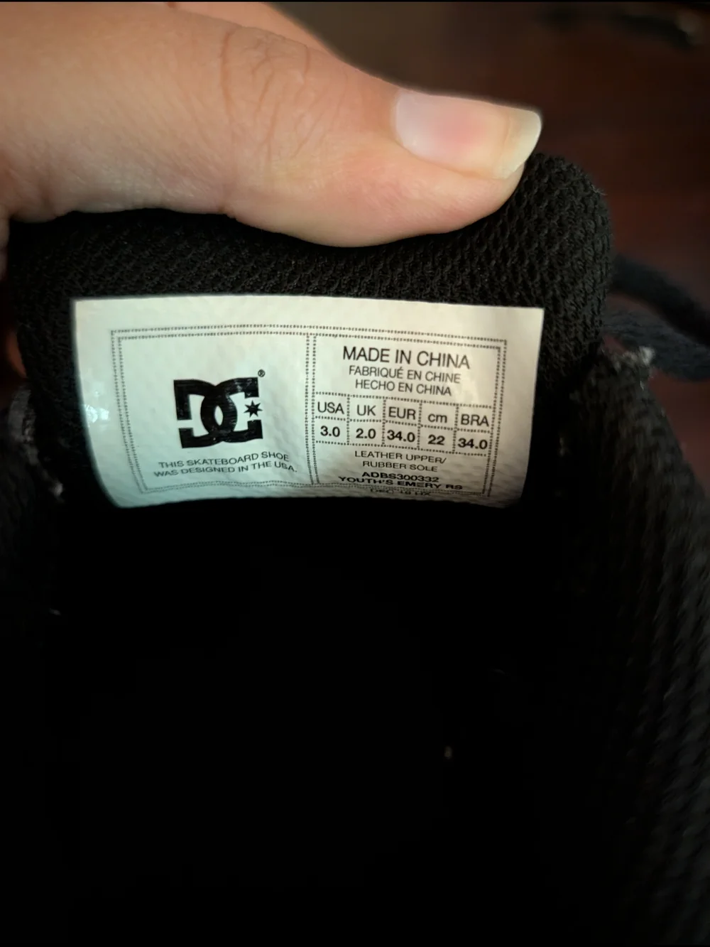 DC Kids Black & Gum Skate Shoes